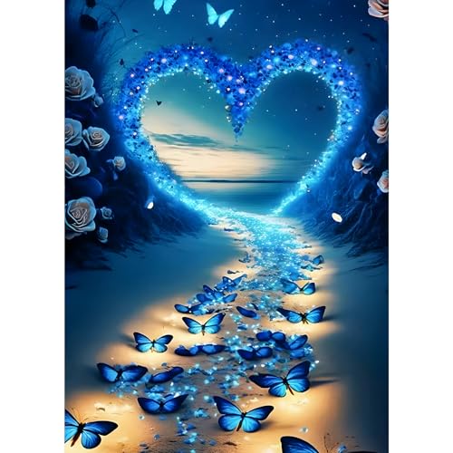 GDYEEH Herz Diamond Painting Erwachsene, 5D Schmetterling Diamant Painting Bilder Anfänger, DIY Runder Vollbohrer Diamanten Malerei Stickerei Set Kreuzstich Geschenke Home Wand Dekor 30x40cm von GDYEEH