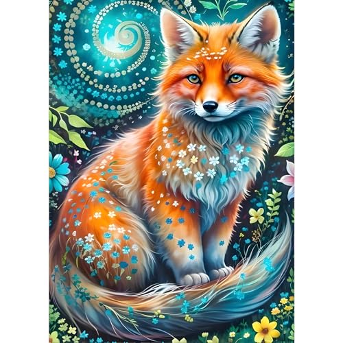 GDYEEH Kleiner Fuchs Diamond Painting Erwachsene, 5D Fuchs Diamant Painting Bilder Anfänger, DIY Blumen Runder Vollbohrer Diamanten Malerei Stickerei Kreuzstich Geschenke Home Wand Dekor 30x40cm von GDYEEH