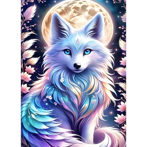 GDYEEH Niedlicher Fuchs Diamond Painting Erwachsene, 5D Mond Diamant Kunst Bilder Anfänger, DIY Fuchs Runder Vollbohrer Diamanten Malerei Stickerei Kreuzstich Geschenke Home Wand Dekor 30x40cm von GDYEEH