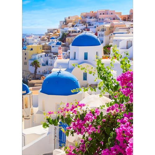 GDYEEH Santorini Diamond Painting Erwachsene, 5D Blaue Kuppelkirche Diamant Painting Bilder Anfänger, DIY Runder Vollbohrer Diamanten Malerei Stickerei Kreuzstich Geschenke Home Wand Dekor 30x40cm von GDYEEH