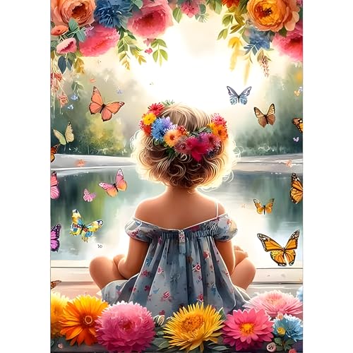 GDYEEH Schmetterling Diamond Painting Erwachsene, 5D Mädchen Diamant Painting Bilder Anfänger, DIY Blumen Runder Vollbohrer Diamanten Malerei Stickerei Kreuzstich Geschenke Home Wand Dekor 30x40cm von GDYEEH