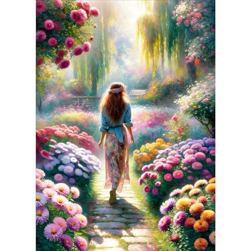 GDYEEH Schönheit Diamond Painting Erwachsene, 5D Bunte Blumen Diamant Painting Bilder Anfänger, DIY Garten Runder Vollbohrer Diamanten Malerei Stickerei Kreuzstich Geschenke Home Wand Dekor 30x40cm von GDYEEH