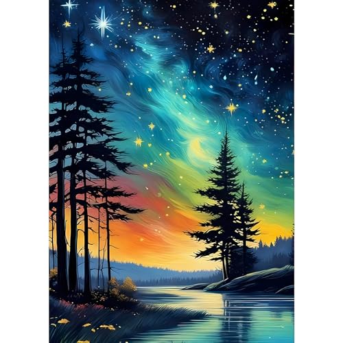 GDYEEH Sternenhimmel Diamond Painting Erwachsene, 5D Aurora Borealis Diamant Painting Bilder Anfänger, DIY Runder Vollbohrer Diamanten Malerei Stickerei Kreuzstich Geschenke Home Wand Dekor 30x40cm von GDYEEH