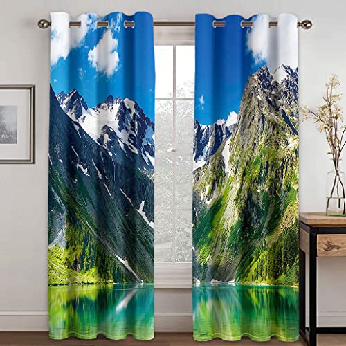 Schallschutz Vorhang Lärmschutz Grüner See, Weiße Schneebedeckte Berge H 264 X B 234 cm Verdunkelungsvorhang Thermovorhang Hitzeschutz Blickdichte Vorhänge Kinderzimmer Mädchen Junge Gardinen Wohnzim Schallschutz Vorhang Lärmschutz Grüner See, Weiße Schneebedeckte Berge H 264 X B 234 cm Verdunkelungsvorhang Thermovorhang Hitzeschutz Blickdichte Vorhänge Kinderzimmer Mädchen Junge Gardinen Wohnzim von GDYRBY