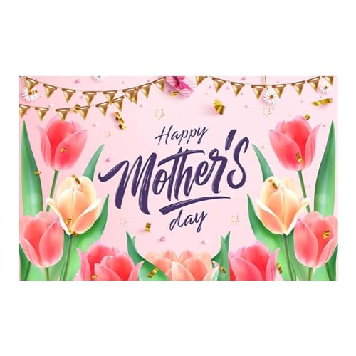 Happy Mother's Day-Banner, Polyester-Muttertags-Partydekorationen, Hintergrund, Liebesdekoration, Blumenhintergrund für Partyzubehör, Wandbehänge, unvergessliches Zubehör von GEBBEM