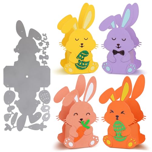 1 Set Stanzschablonen Osterhase Boxen Metall Stanzen Ostern Hase Prägeschablonen Stanzformen Stanzmaschine Schablonen Cutting Dies für DIY Geschenkboxen Handwerk Geschenk von GEBETTER