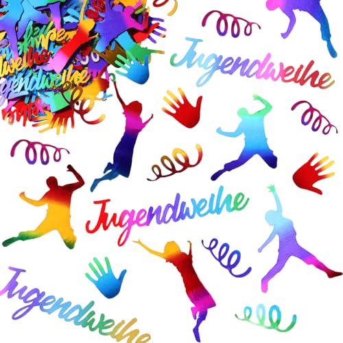 100 Stück Jugendweihe Deko Konfetti, Endlich Erwachsen Tischdeko Set Jubelfiguren Handabdrücke Partyzubehör Kinder Streudeko für Junge Mädchen Motto Party Basteln Dekoration Erwachsenwerden von GEBETTER