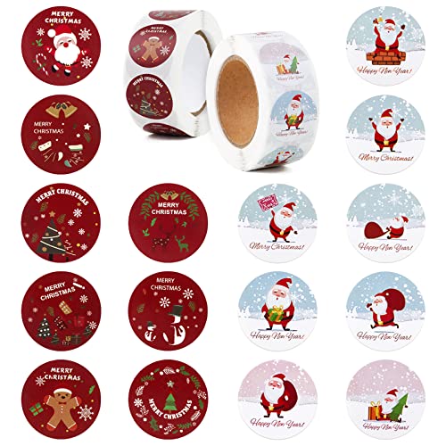 1000 Stück (16 Muster) 2,5cm Weihnachtsaufkleber selbstklebend Weihnachtssticker Merry Christmas Sticker Aufkleber Geschenkaufkleber für Weihnachten Geschenk von GEBETTER