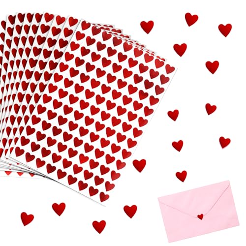 1170 Stück Glitzer Herz Aufkleber Selbstklebend Herzform Sticker Etiketten für Valentinstag Ostern Hochzeit Gästebuch Geschenkbeutel DIY Handwerk Scrapbooking Umschlagsiegel Dekoration (Rot) von GEBETTER