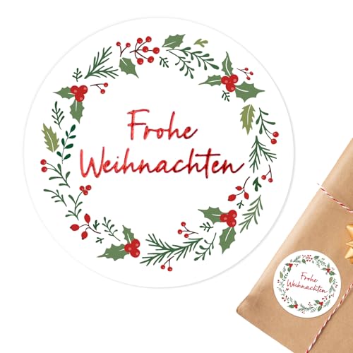 120 Stk 4cm Weihnachtsaufkleber Selbstklebend Aufkleber Weihnachten Etiketten Marmeladenglas Sticker Weihnachtssticker Geschenksticker für Geschenktüten Gewürzetiketten Geschenkaufkleber (Rot-grün) von GEBETTER