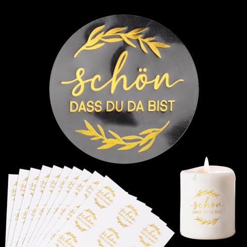 120 Stück „Schön, dass Du da bist“ Transparent Aufkleber 3,5cm Label Party Sticker Geschenkaufkleber Geschenk Deko für Karte Briefumschlag Geschenktüten Geschenkbeutel Candy Cookie Box von GEBETTER