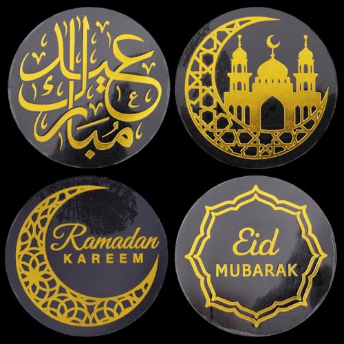 120 Stück 3,5cm Eid Mubarak Aufkleber 4 Muster Muslimischen Party Sticker Ramadan Kareem Etiketten Islamisches Partei Geschenkaufkleber Geschenk Deko Für Geschenkbeutel Candy Cookie Box von GEBETTER