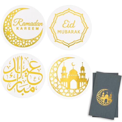 120 Stück 3,5cm Eid Mubarak Aufkleber 4 Muster Muslimischen Party Sticker Ramadan Kareem Etiketten Islamisches Partei Geschenkaufkleber Geschenk Deko Für Geschenkbeutel Candy Cookie Box von GEBETTER