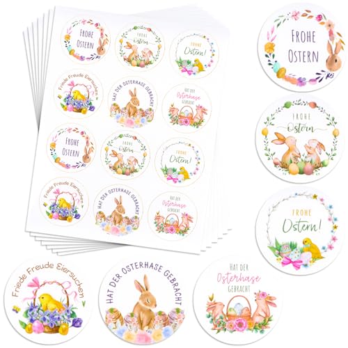 120 Stück 4cm Frohe Ostern Aufkleber mit Osterhasen Ostereier Selbstklebend Dekosticker Party Sticker Etiketten Geschenkaufkleber Geschenk Ostersticker Deko für Geschenkbeutel Candy Box (Bunt) von GEBETTER