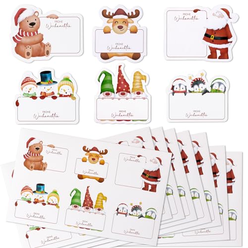 120 Stück Weihnachten Aufkleber Beschreibbar Etiketten Selbstklebend Deko Christmas Weihnachtsmann Geschenkaufkleber Marmelade Sticker Weihnachtssticker Weihnachtsaufkleber Klebeetiketten (B) von GEBETTER