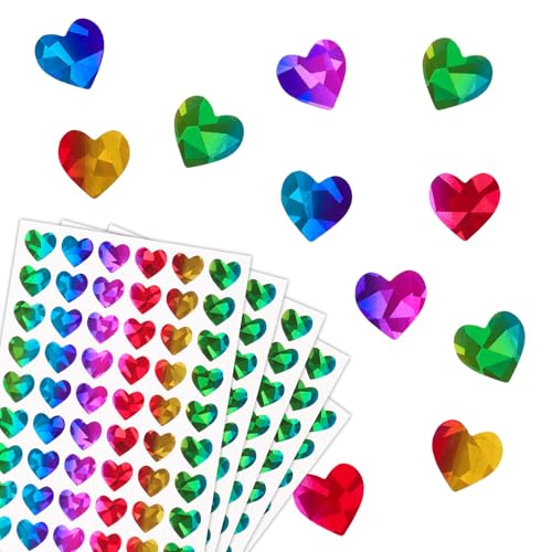 1200 Stück Glitzer Herz Aufkleber für Kinder, Selbstklebend Herzform Sticker für Valentinstag Ostern Hochzeit Gästebuch Geschenkbeutel DIY Handwerk Scrapbooking Umschlagsiegel Dekoration (Bunt) von GEBETTER