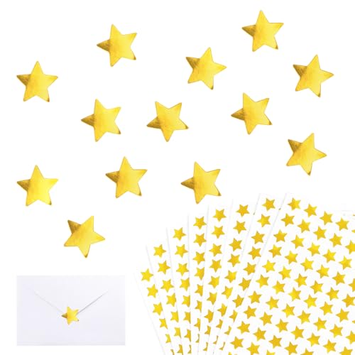 1400 Stück Glitzer Sterne Aufkleber Selbstklebend Sticker Etiketten für Weihnachten Ostern Geschenkbeutel DIY Handwerk Scrapbooking Weihnachtsdeko Basteln Umschlagsiegel Dekoration (Gold) von GEBETTER