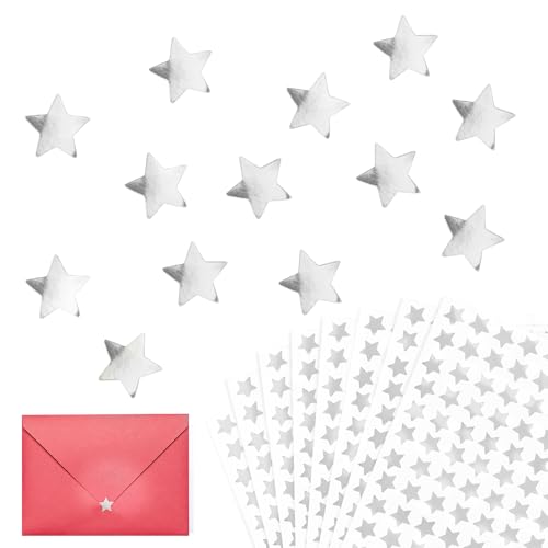 1400 Stück Glitzer Sterne Aufkleber Selbstklebend Sticker Etiketten für Weihnachten Ostern Geschenkbeutel DIY Handwerk Scrapbooking Weihnachtsdeko Basteln Umschlagsiegel Dekoration (Silberig) von GEBETTER