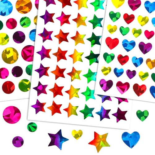 1710 Stück Glitzer Aufkleber für Kinder Herz Sterne Rund Selbstklebend Sticker für Valentinstag Ostern Hochzeit Gästebuch Geschenkbeutel DIY Handwerk Scrapbooking Umschlagsiegel Dekoration von GEBETTER