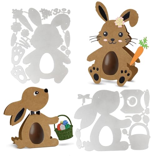 2 Set Stanzschablonen Osterhase Boxen Metall Stanzen Ostern Hase Prägeschablonen Stanzformen Stanzmaschine Schablonen Cutting Dies für DIY Geschenkboxen Handwerk Geschenk von GEBETTER