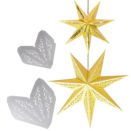 2 Stück Faltstern Stanzschablonen Weihnachten Metall weihnachtssterne DIY Stanzschablone Prägeschablonen Stanzformen Schablonen Fenster Dekoration Advent Christmas (30cm + 20cm) von GEBETTER