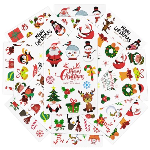 214 Stück Weihnachten Sticker Weihnachtsmann Pinguin Schneemann Winter Aufkleber für Kinder Etiketten Fotoalbum Tagebuch Poesiealbum Scrapbooking Neujahr Dekoration Briefe DIY Basteln von GEBETTER