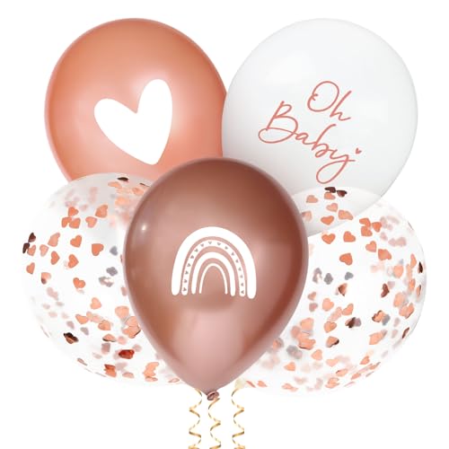 24 Stück 4 Design Babyparty Luftballons Deko Boho Oh Baby Shower Helium Ballons Dekoration Geschenk für Gender Reveal Geschlecht Verkündung Party Zubehör Partydeko von GEBETTER