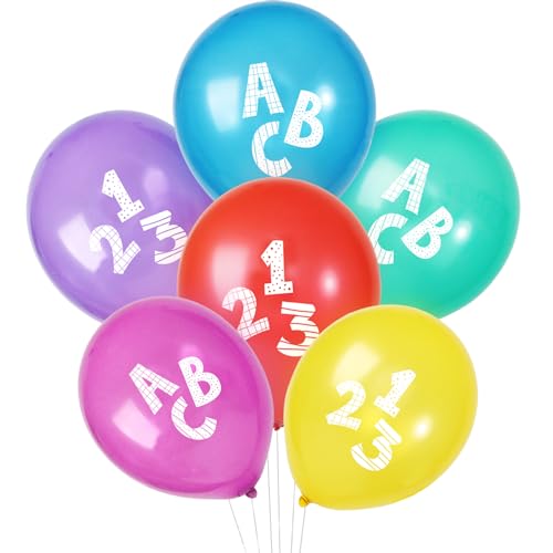 24 Stück 6 Farben Einschulung Deko ABC 123 Luftballons mit Bänder Endlich Schulkind bunt Ballons Schulanfang Latexballons 1.Schultag Schuleinführung Schulstart Party Deko Junge Mädchen von GEBETTER