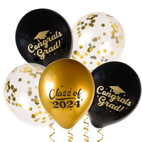 24 Stück Abschlussfeier Luftballons Deko Graduation Helium Ballons Dekoration Geschenk für Schulabschluss 2024 Abi Abitur Studium Führerschein Abschluss Bachelor Graduierung Party von GEBETTER