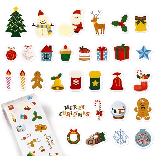 300 Stück kleine Weihnachtsaufkleber selbstklebend Weihnachtssticker Wehinachtsgeschenk Sticker Aufkleber Geschenkaufkleber für Weihnachten Geschenk Scrapbooking Dekoration Etiketten (Bunt A) von GEBETTER