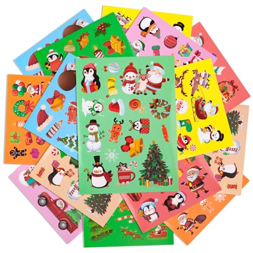 310 Stück Weihnachten Sticker Weihnachtsmann Pinguin Schneemann Winter Aufkleber für Kinder Etiketten Fotoalbum Tagebuch Poesiealbum Scrapbooking Neujahr Dekoration Briefe DIY Basteln von GEBETTER