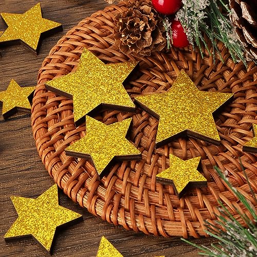 36 Stück 3 Größen Holzsterne Streudeko Glitzer Sterne aus Holz Basteln Konfetti Dekoration Tisch Deko Ideal als Weihnachtsdeko Tischdeko Weihnachten Jubiläum Hochzeit Geburtstag Party von GEBETTER