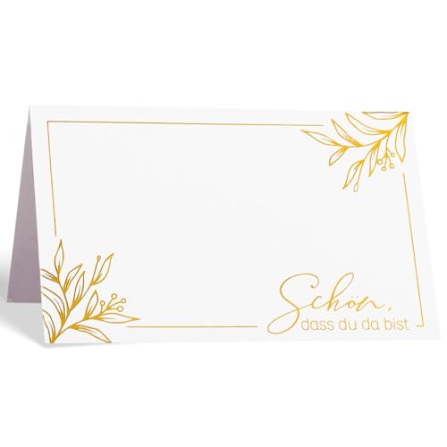 50 Stück Hochzeit Tischkarten Schön dass du da bist 85x55 mm Tischdekoration Namenskarten zum selbst Beschriften Platzkarten für Hochzeit Geburtstag Konfirmation Kommunion Taufe Feier von GEBETTER