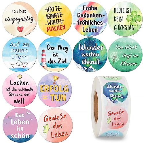 500 Stk 12 Muster Deutsch Inspirierende Sprüche Motivationsaufkleber Selbstklebend Motivation Aufkleber Quotes Stickers für Geschenk Briefumschlag Geschenktüten Scrapbook Laptop Notizbuch usw. von GEBETTER