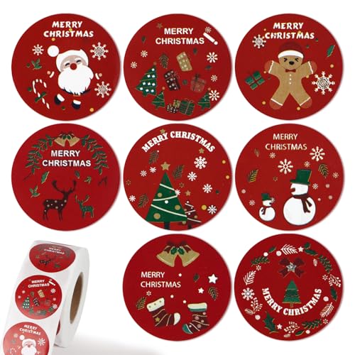 500 Stück 2,5cm Weihnachtsaufkleber selbstklebend Weihnachtssticker Wehinachtsgeschenk Sticker Aufkleber Geschenkaufkleber für Weihnachten Geschenk Scrapbooking Dekoration Etiketten (8 Stile) von GEBETTER