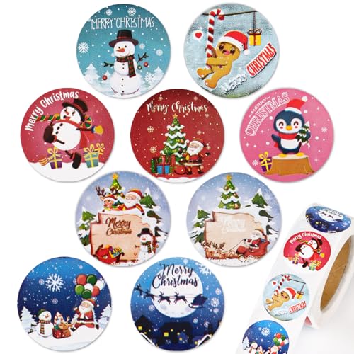 500 Stück 2,5cm Weihnachtsaufkleber selbstklebend Weihnachtssticker Wehinachtsgeschenk Sticker Aufkleber Geschenkaufkleber für Weihnachten Geschenk Scrapbooking Dekoration Etiketten (9 Stile (D)) von GEBETTER