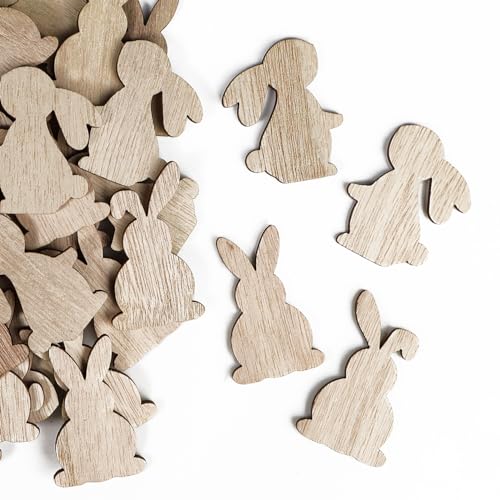 60 Stück Holz Hasen Streudeko Kaninchen aus Holz Basteln Häschen Konfetti Dekoration Tisch Deko Confetti Ideal als Osterdeko Tischdeko Ostern Dekorieren Geburtstag Party von GEBETTER