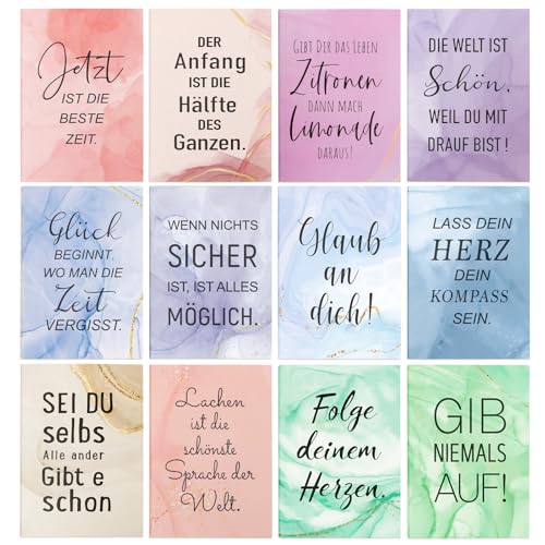 GEBETTER 12 Stück 12 Stile Inspirierende Notizblöcke mit Spruch Kleine Notizbücher Motivierende Zitate Mini Inspirierende Notizbuch Tragbar Mitgebsel Geschenke für Schule Büro Heim (Bunt) von GEBETTER