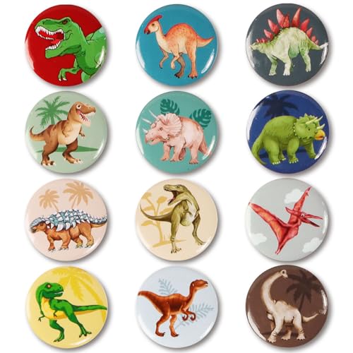 12 Stück Mini Button 25 mm Dinosaurier Buttons Set Kinder Kindergeburtstag Dino Mitgebsel Geschenke Für Kinder Jungen Dinosaurier Party Geburtstagsmitbringsel Geburtstagsdeko von GEBETTER