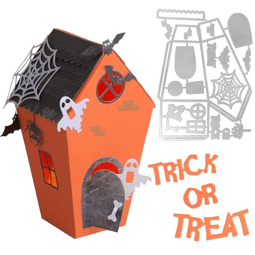 Halloween Haus Stanzschablonen Spukhaus Schachteln Metall Prägeschablonen Box Stanzmaschine Stanzformen Prägemaschine Schablonen Cutting Dies für DIY 3D Keksbox Süßigkeitenbox von GEBETTER