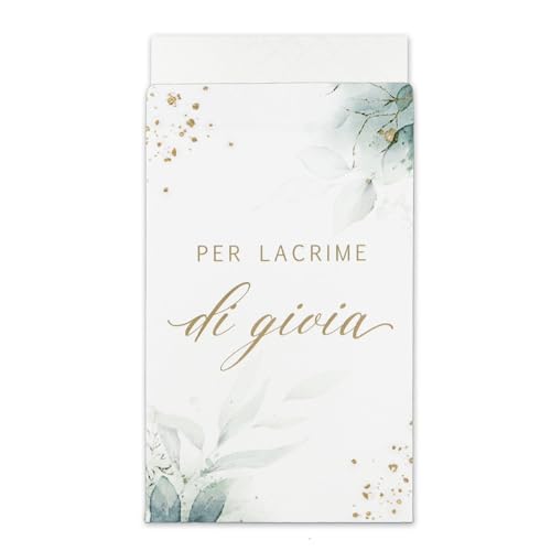 Italienisch 100 stück Papiertüten lacrime di gioia Hochzeit Mini Tüten Für die Freudentränen Eukalyptus Verpackung Deko für Taschentücher Gastgeschenke Hochzeitsdeko von GEBETTER