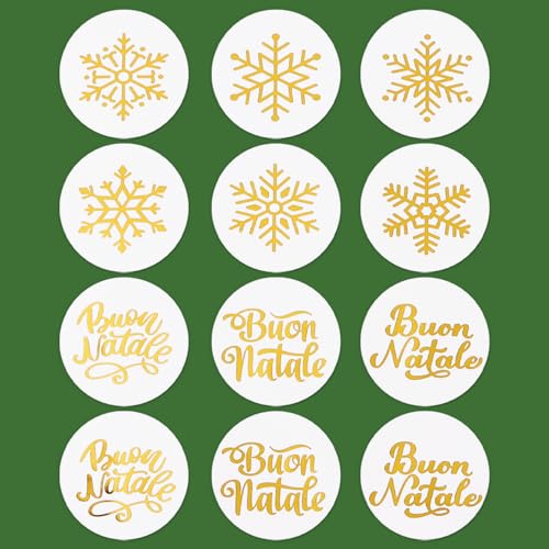 Italienisch 120 Stk 4cm Weihnachten Aufkleber Rund Selbstklebend Sticker Hochzeit Weihnachtssticker Deko Geschenksticker für Geburtstag Neujahr von GEBETTER