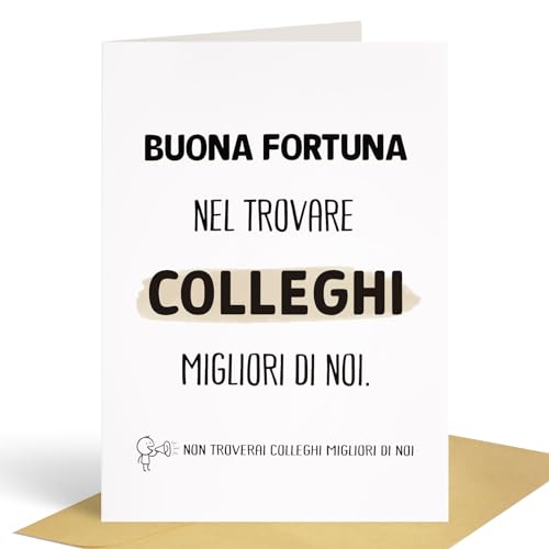 Italienisch Kollege Karte mit Umschlag Klappkarte Geschenk zum Abschied Jobwechsel Abschiesgeschenk Lustige Abschiedskarten für Arbeitskollegen Kollegen Freunde (Buona Fortuna 1) von GEBETTER