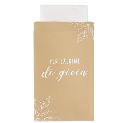 Italienisch Papiertüten lacrime di gioia Hochzeit Mini Tüten Für die Freudentränen Eukalyptus Verpackung Deko für Taschentücher Gastgeschenke Hochzeitsdeko (100 stück Blumen) von GEBETTER