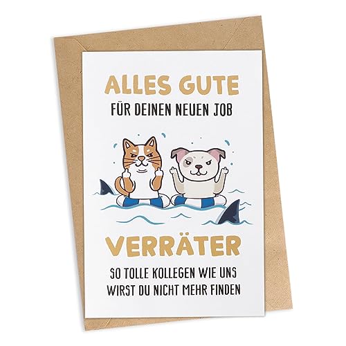 Kollege Karte Alles Gute für Deinen neuen Job mit Umschlag Klappkarte Geschenk zum Abschied Jobwechsel Abschiesgeschenk Lustige Abschiedskarten für Arbeitskollegen Kollegen Freunde von GEBETTER