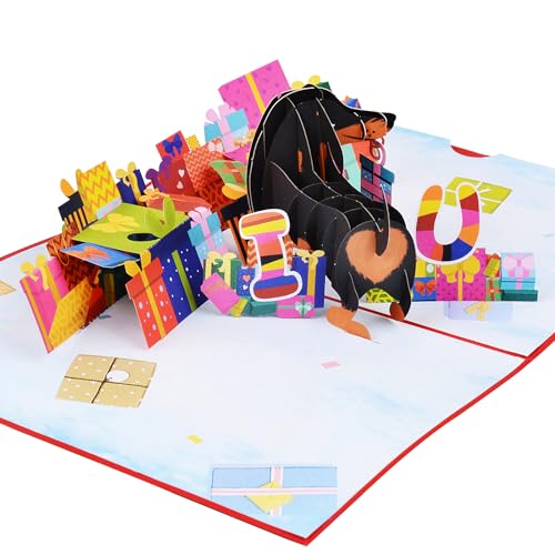 Pop Up Karte Liebe Dackel Geschenkbox 3D Liebeskarte Geschenkkarte Ich Liebe Dich Geschenk Popup I Love You Klappkarte Grußkarte zum Hochzeitstag Jahrestag Geburtstag Verlobung von GEBETTER