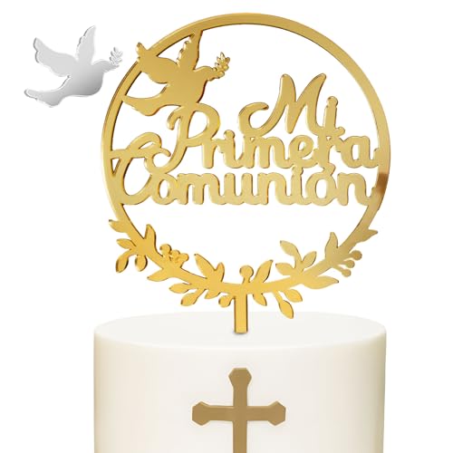 Spanisch Mi Primera Comunión Kuchendekoration Erstkommunion Taube Tortendeko Cake Topper Tortenaufsätze Geschenke Tortentopper für Kommunion Taufe Konfirmation Party deko von GEBETTER