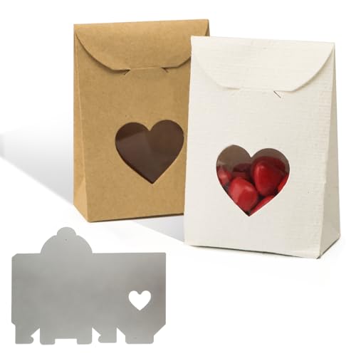 Stanzschablone Geschenkbox Metall Stanzen Prägeschablonen Stanzform Schablone Cutting Dies für Box DIY Schachtel Süßigkeitenbox Handwerk Party Geschenk Hochzeit Gastgeschenk Weihnachten (mit Herz) von GEBETTER