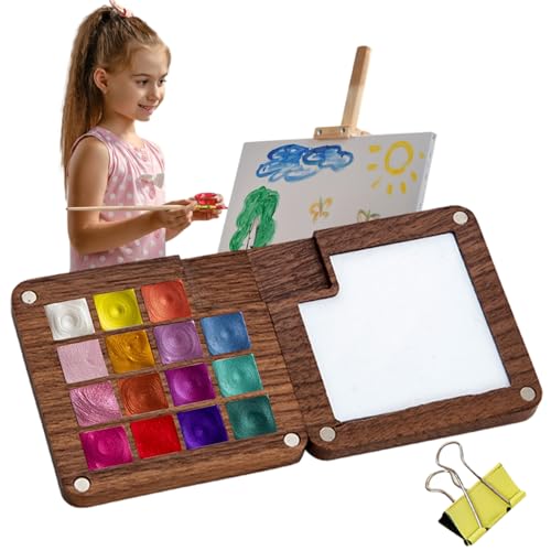 GEDOX Palette für Skizzenbuch, Holzpalette - tragbare Palette für Skizzenalbum mit 15 Rastern, leere Box für Lagerpalette für von GEDOX