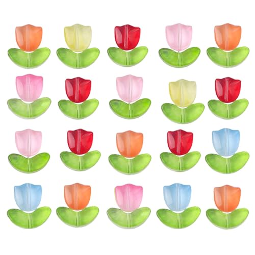 Tulpenblütenblätter, Tulpenblütenperlen, Glockenblumenperlen, Tulpenblütenglasperlen, handgefertigte Tulpenperlen, durchscheinende Gelee, Material mit von GEDOX